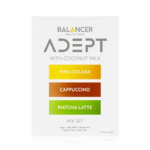 Коктейль BALANCER ADEPT «MIX SET» (cappuccino, matcha latte, pina colada with coconut milk), 3 шт.